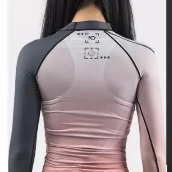 UPF 50 City Sea Ombre 2-pc swimsuit Rashguard top • Aqua athletic bra - Picture 8 of 16